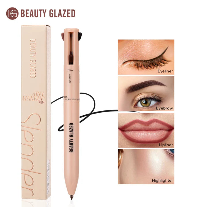 BEAUTY GLAZED – قلم مكياج 4 في 1 (هايلايتر / كحل / قلم حواجب / محدد شفاه)