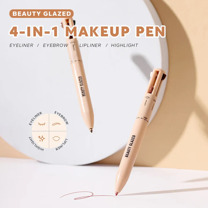BEAUTY GLAZED – قلم مكياج 4 في 1 (هايلايتر / كحل / قلم حواجب / محدد شفاه)